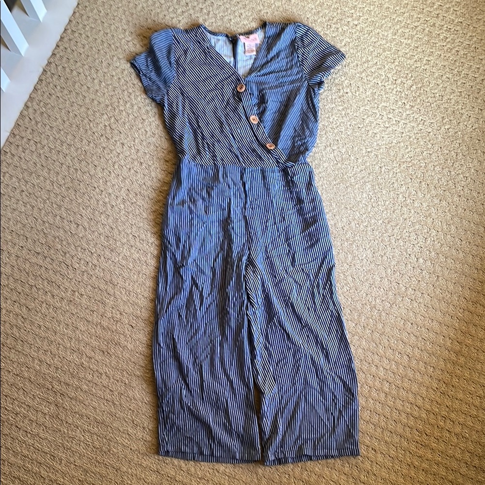 Tilly’s MIA Chia Striped Button-Front Jumpsuit Girls L